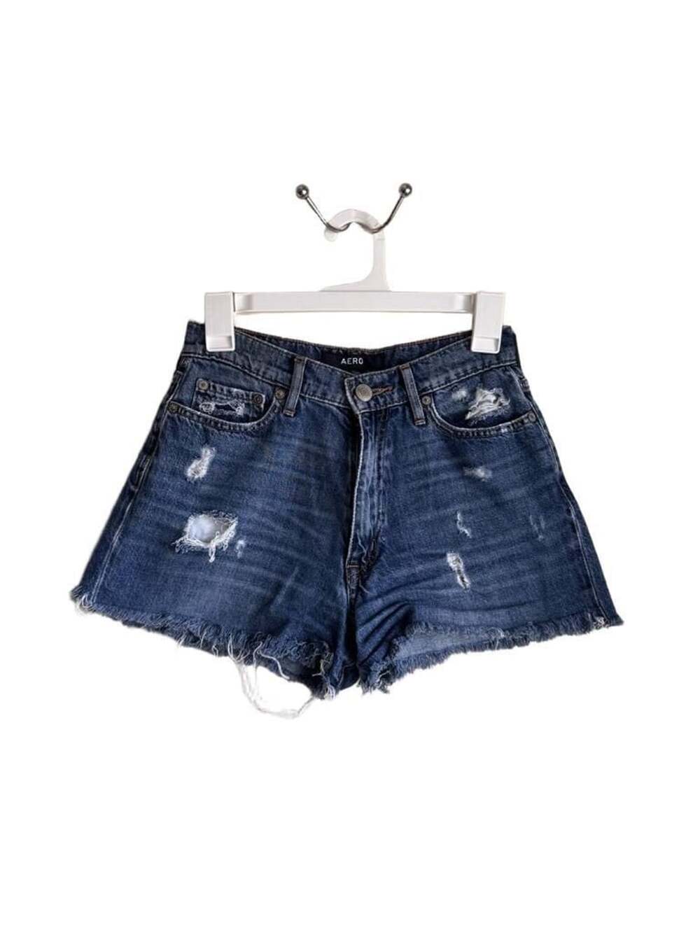 Aeropostale High Rise Curvy Mom Short Distressed Cut Off Denim Size 2